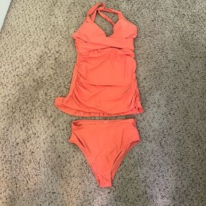 Women's Coral Halter Tankini Set